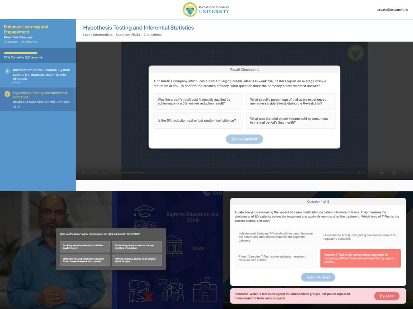 Interactive Video Overlays in a live course